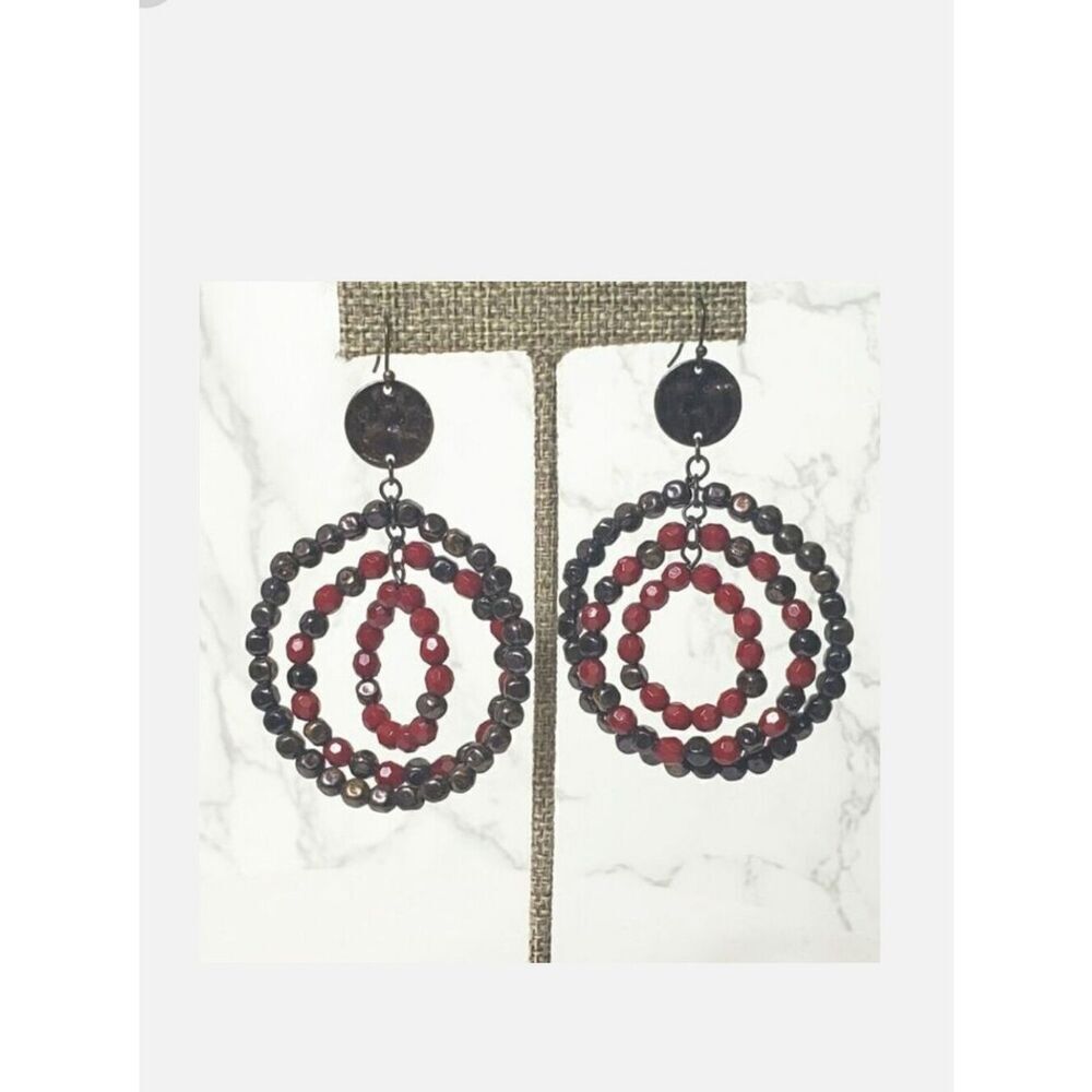 BEADED French Hook Dangle Earrings